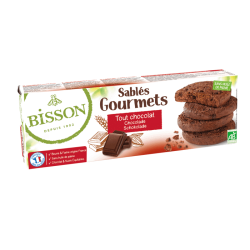 SABLES GOURMETS TOUT CHOCOLAT 150G BISSON  dans votre magasin bio en ligne Etiketbio.eu