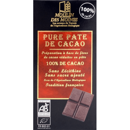 Moulin des Moines Chocolat pour diabétique bio 100 G - bio Maroc