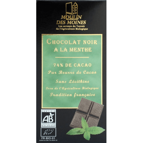 Tablette Chocolat noir 74% aux myrtilles 100g bio - Boutique