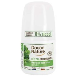 DEODORANT MENTHE RECHARGEABLE ROLL ON 50ML DOUCE NATURE  dans votre magasin bio en ligne Etiketbio.eu