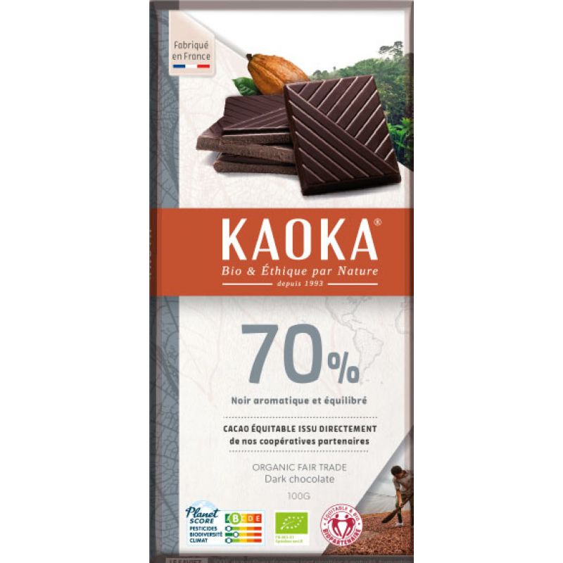 Tablette Chocolat noir 74% aux myrtilles 100g bio - Boutique