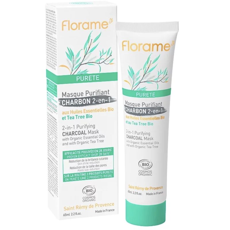 MASQUE PURIFIANT CHARBON 2EN1 65ML FLORAME  dans votre magasin bio en ligne Etiketbio.eu