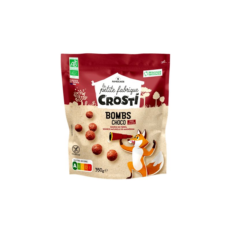 CROSTI BOMBS CHOCO S/GLUTEN 350G FAVRICHON  dans votre magasin bio en ligne Etiketbio.eu