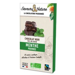 CHOCOLAT NOIR FOURRES MENTHE 80GR SAVEURS ET NATURE  dans votre magasin bio en ligne Etiketbio.eu