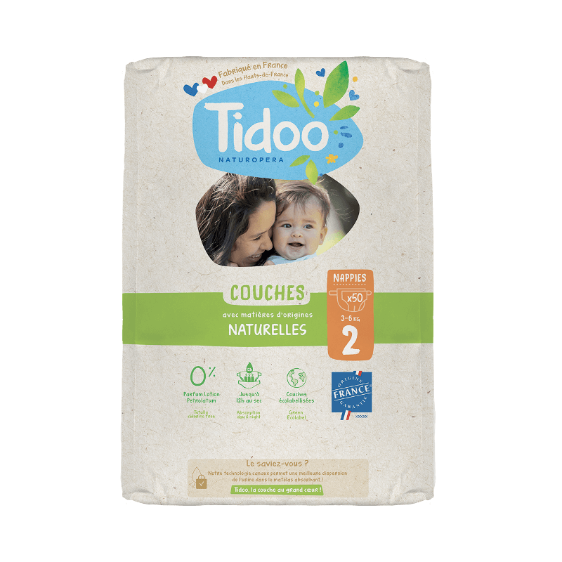 COUCHES NATURELLES T2 3-6KG TIDOO  dans votre magasin bio en ligne Etiketbio.eu