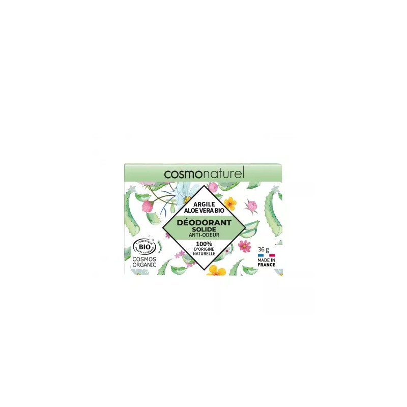 Déodorant solide argile aloe vera bio 36g COSMONATUREL  dans votre magasin bio en ligne Etiketbio.eu