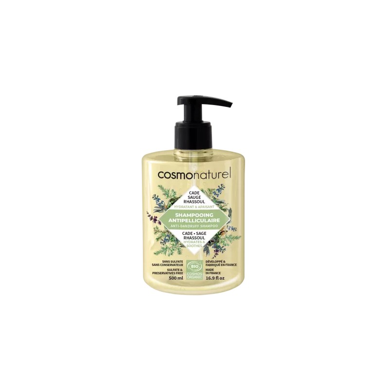 Shampooing anti-pelliculaire cade sauge rhassoul 500ml COSMONATUREL  dans votre magasin bio en ligne Etiketbio.eu