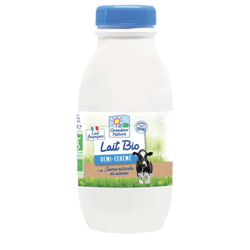 LAIT DE VACHE UHT 1/2 ECREME 50CL GRANDEUR NATURE  dans votre magasin bio en ligne Etiketbio.eu