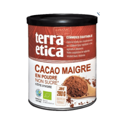 PUR CACAO POUDRE NON SUCRE 280GR TERRA ETICA  dans votre magasin bio en ligne Etiketbio.eu