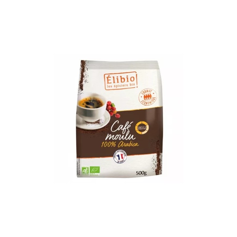 CAFE ARABICA MOULU 500G ELIBIO  dans votre magasin bio en ligne Etiketbio.eu