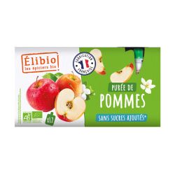 PUREE DE POMME EN GOURDE 12X90GR ELIBIO  dans votre magasin bio en ligne Etiketbio.eu