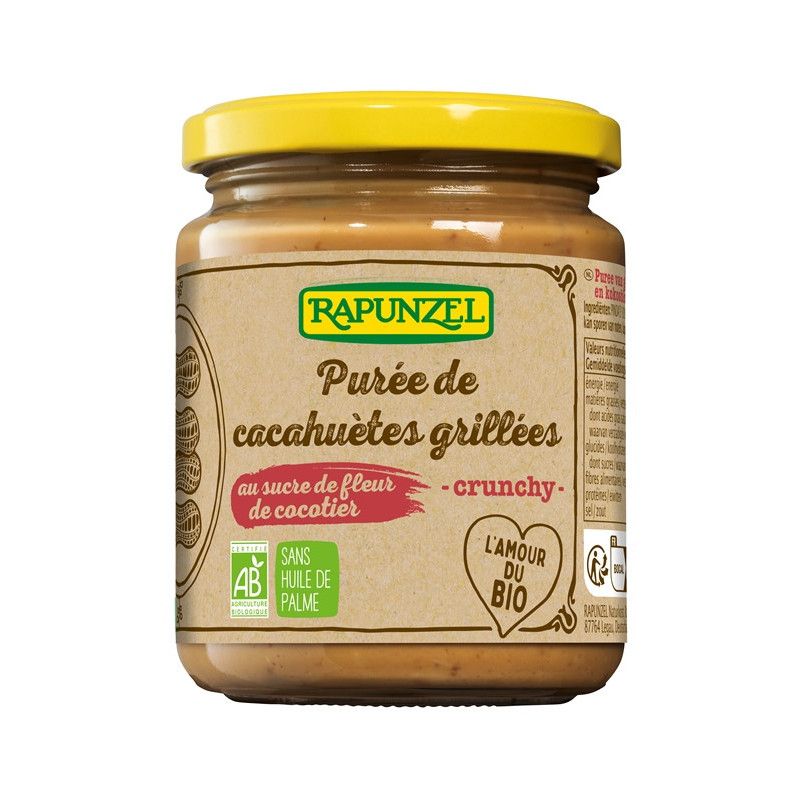 PUREE DE CACAHUETES GRILLEES SUCRE DE COCO 250GR RAPUNZEL  dans votre magasin bio en ligne Etiketbio.eu