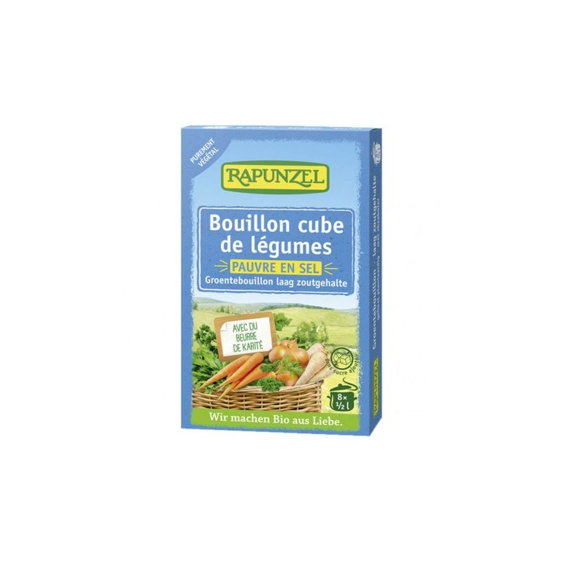 BOUILLON LEGUMES PAUVRE EN SEL 68G RAPUNZEL  dans votre magasin bio en ligne Etiketbio.eu