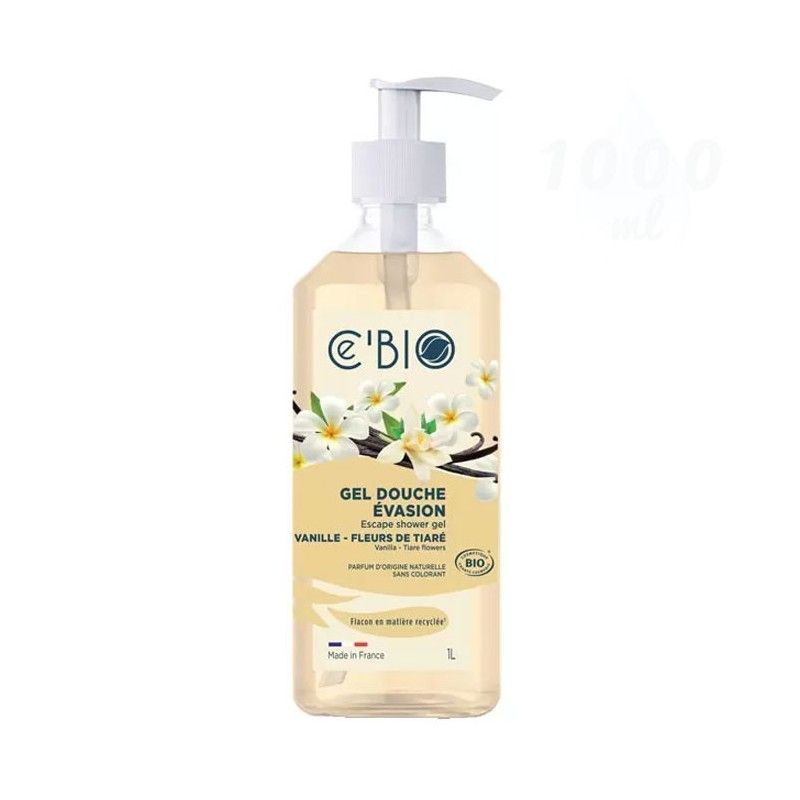 GEL DOUCHE EVASION VANILLE ET FLEURS DE TIARE 1L CE BIO  dans votre magasin bio en ligne Etiketbio.eu