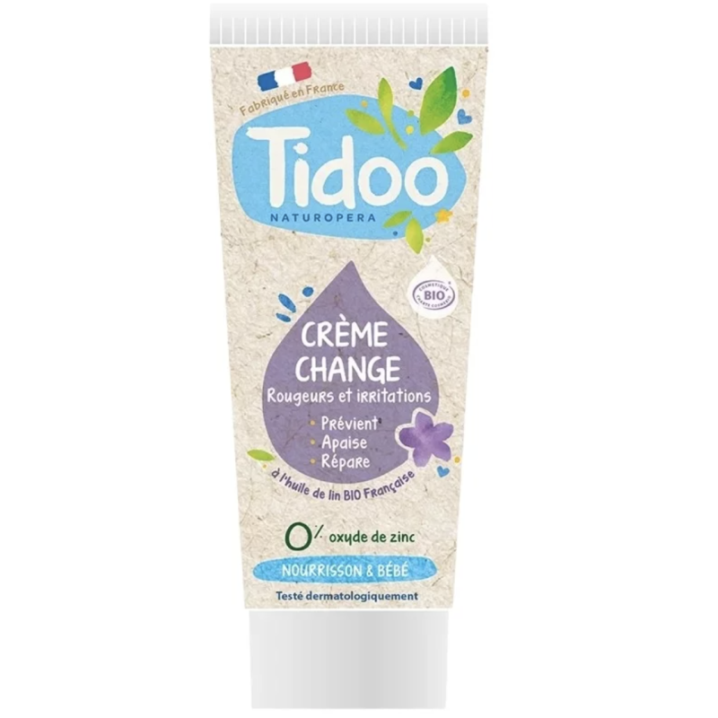 CREME CHANGE REPARATRICE SANS OXYDE DE ZINC TUBE 75GR TIDOO  dans votre magasin bio en ligne Etiketbio.eu