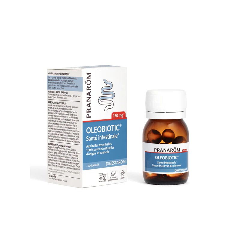 OLEOBIOTIC SANTE INTESTINALE 15 CAPSULES PRANAROM  dans votre magasin bio en ligne Etiketbio.eu