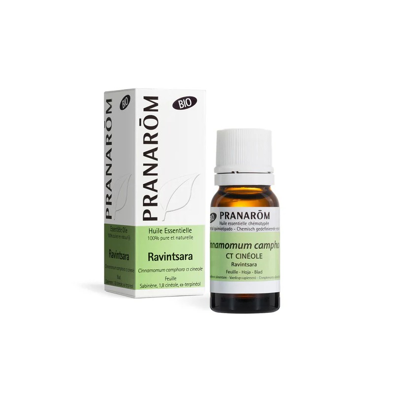 HUILE ESSENTIELLE RAVINTSARA FEUILLE BIO 10 ML PRANAROM  dans votre magasin bio en ligne Etiketbio.eu