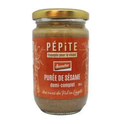 PUREE DE SESAME DEMI COMPLET 300G PEPITE  dans votre magasin bio en ligne Etiketbio.eu