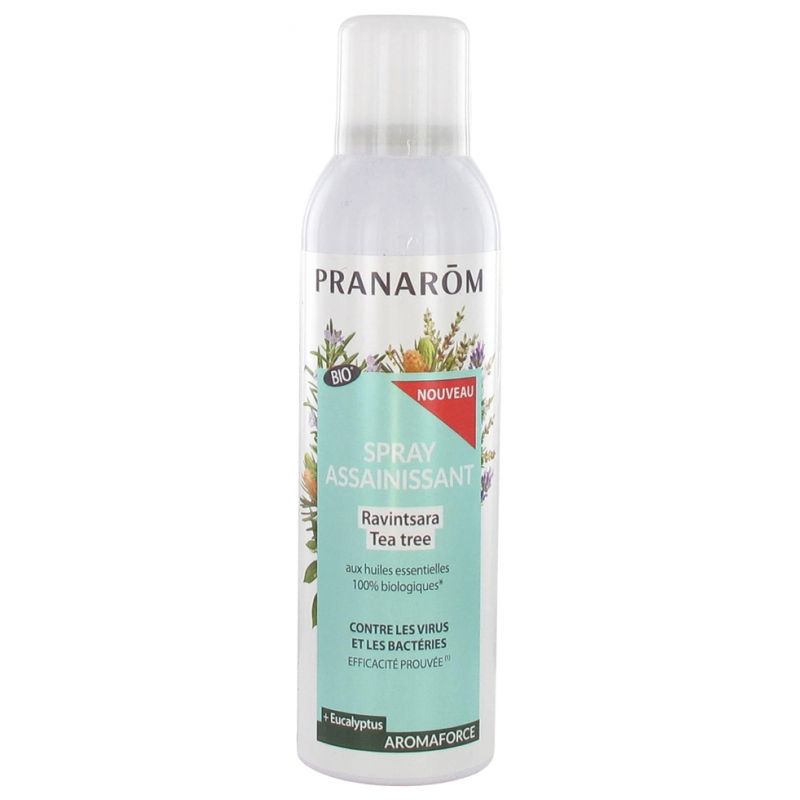 SPRAY ASSAINISSANT RAVINTSARA/TEA-TREE BIO (ECO) 150 ML PRANAROM  dans votre magasin bio en ligne Etiketbio.eu