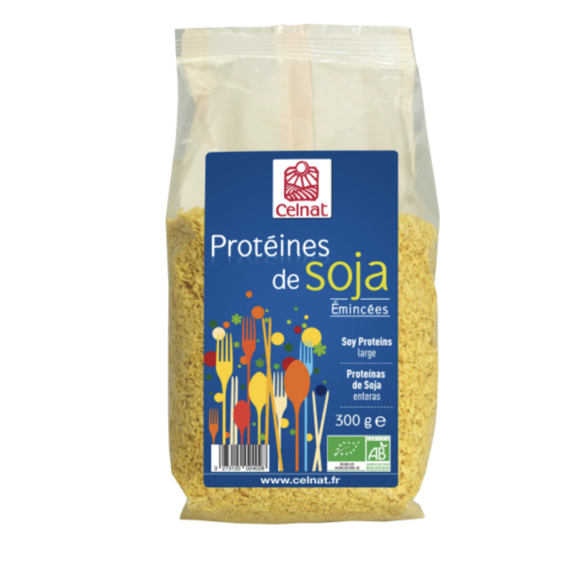 PROTEINES DE SOJA - EMINCEES 300G CELNAT  dans votre magasin bio en ligne Etiketbio.eu