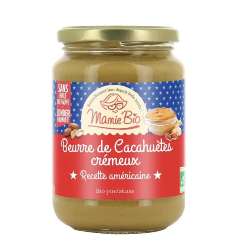 BEURRE DE CACAHUETE CREMEUX 500GR MAMIBIO  dans votre magasin bio en ligne Etiketbio.eu