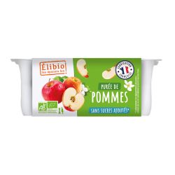 PUREE DE POMME EN COUPELLE 4X95GR ELIBIO  dans votre magasin bio en ligne Etiketbio.eu