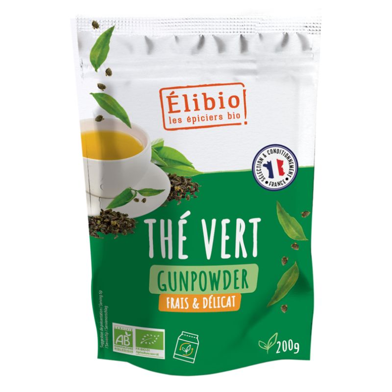 THE VERT GUNPOWDER 200G ELIBIO  dans votre magasin bio en ligne Etiketbio.eu