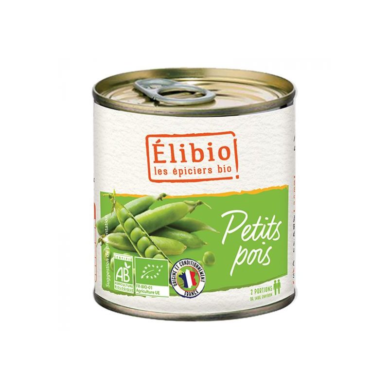 PETITS POIS FRANCE 280GR POIDS NET ELIBIO  dans votre magasin bio en ligne Etiketbio.eu