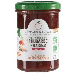 CONFITURE RHUBARBE FRAISE EXTRA DEMETER 260G COTEAUX NANTAIS  dans votre magasin bio en ligne Etiketbio.eu