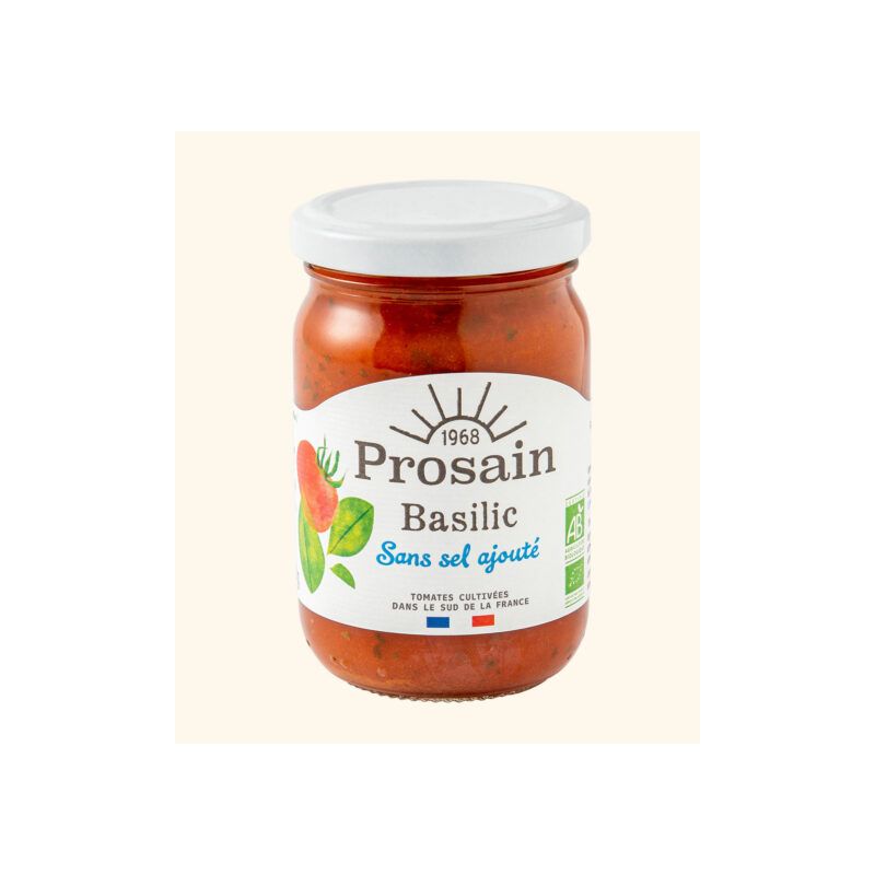 SAUCE TOMATE BASILIC HYPOSODEE 200G PROSAIN  dans votre magasin bio en ligne Etiketbio.eu