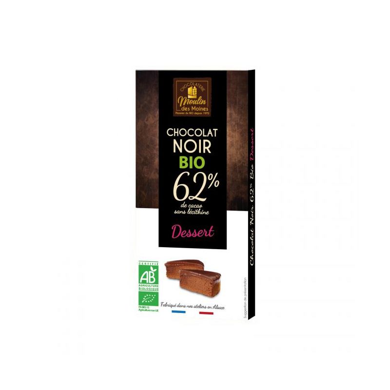 CHOCOLAT NOIR PATISSERIE 62% 100G MOULIN DES MOINES  dans votre magasin bio en ligne Etiketbio.eu