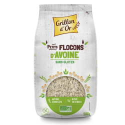 PETITS FLOCONS D'AVOINE SANS GLUTEN 500GR GRILLON D'OR  dans votre magasin bio en ligne Etiketbio.eu