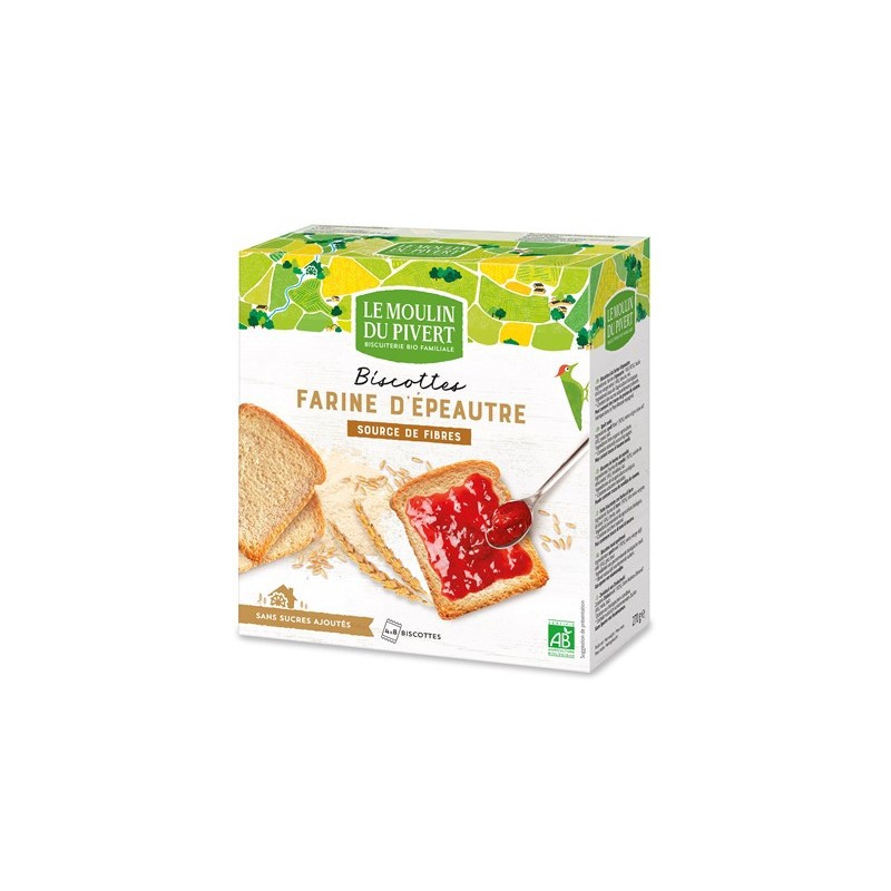 BISCOTTES EPEAUTRE HUILE D'OLIVE 270G MOULIN DU PIVERT  dans votre magasin bio en ligne Etiketbio.eu