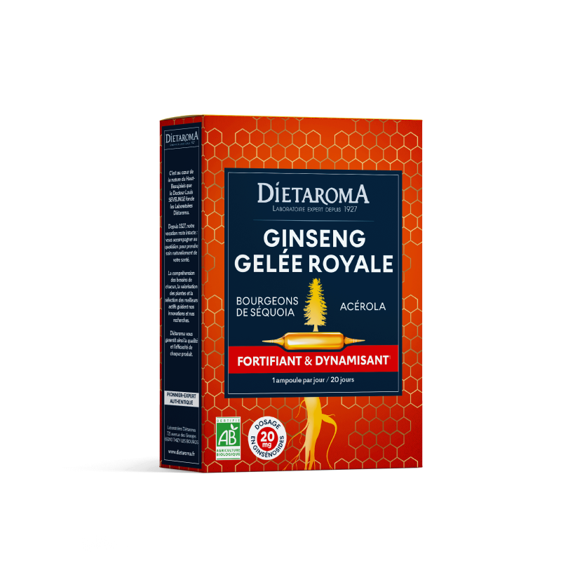 GINSENG GELEE ROYALE VITAMINE C 20AMP DIETAROMA  dans votre magasin bio en ligne Etiketbio.eu