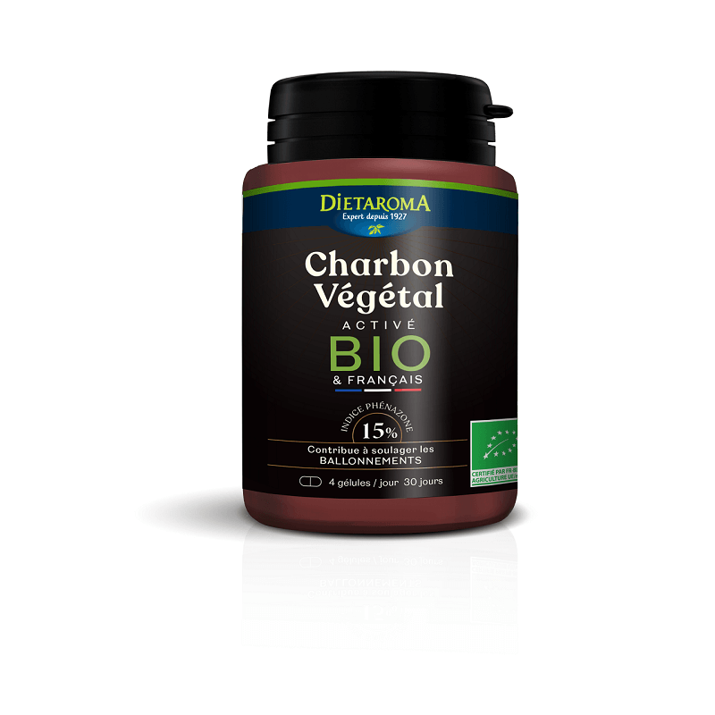 CHARBON VEGETAL ACTIVE BIO 120GELS DIETAROMA  dans votre magasin bio en ligne Etiketbio.eu