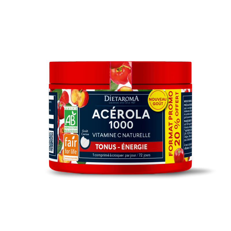 ACEROLA 1000 PILULIER +20% GRATUIT DIETAROMA  dans votre magasin bio en ligne Etiketbio.eu