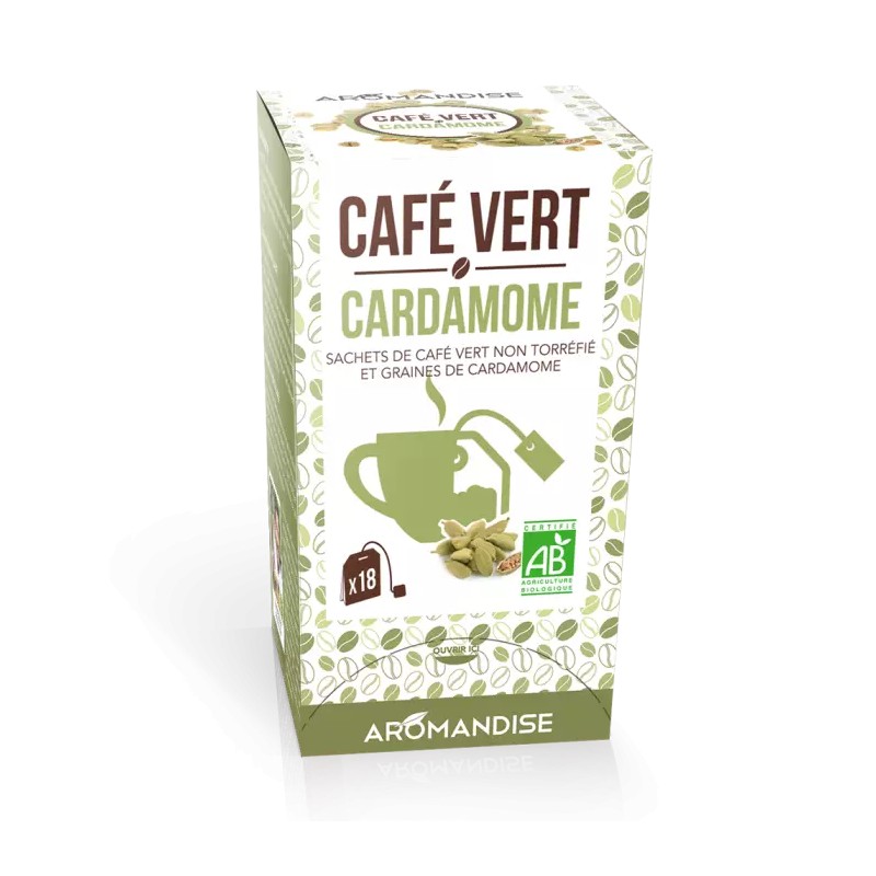 CAFE VERT CARDAMOME 60G AROMANDISE  dans votre magasin bio en ligne Etiketbio.eu