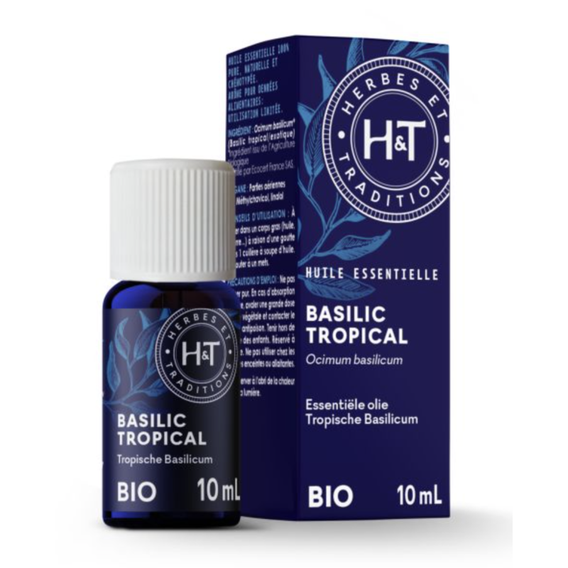 HUILE ESSENTIELLE BASILIC TROPICAL 10ML Herbe et Traditions  dans votre magasin bio en ligne Etiketbio.eu