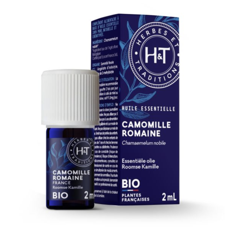 HUILE ESSENTIELLE CAMOMILLE ROMAINE 2ML Herbe et Traditions  dans votre magasin bio en ligne Etiketbio.eu