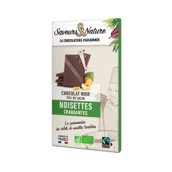 CHOCOLAT NOIR 70% NOISETTE 80G SAVEURS ET NATURE  dans votre magasin bio en ligne Etiketbio.eu