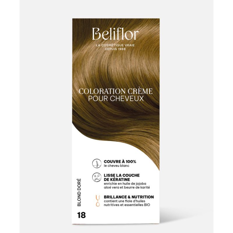 COLORATION CRÈME N°18 BLOND DORÉ BELIFLOR  dans votre magasin bio en ligne Etiketbio.eu