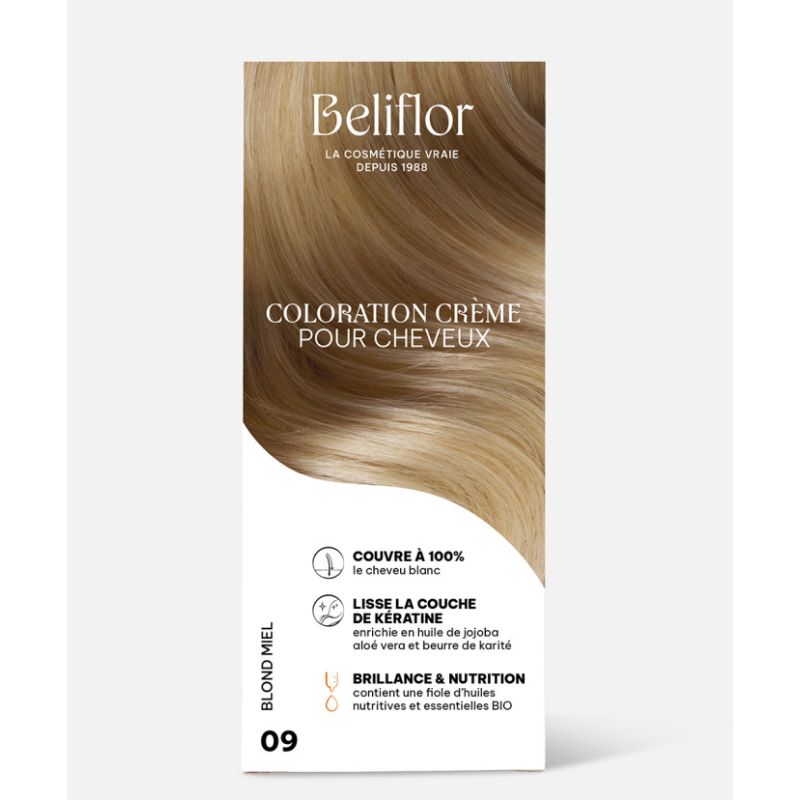 COLORATION N°09 BLOND MIEL BELIFLOR  dans votre magasin bio en ligne Etiketbio.eu