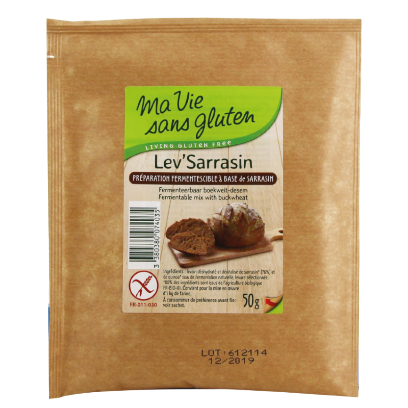 LEV'SARRASIN NON BIO 50G MA VIE SANS GLUTEN  dans votre magasin bio en ligne Etiketbio.eu