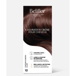 Coloration Crème n°12 Châtain Auburn Clair BELIFLOR  dans votre magasin bio en ligne Etiketbio.eu