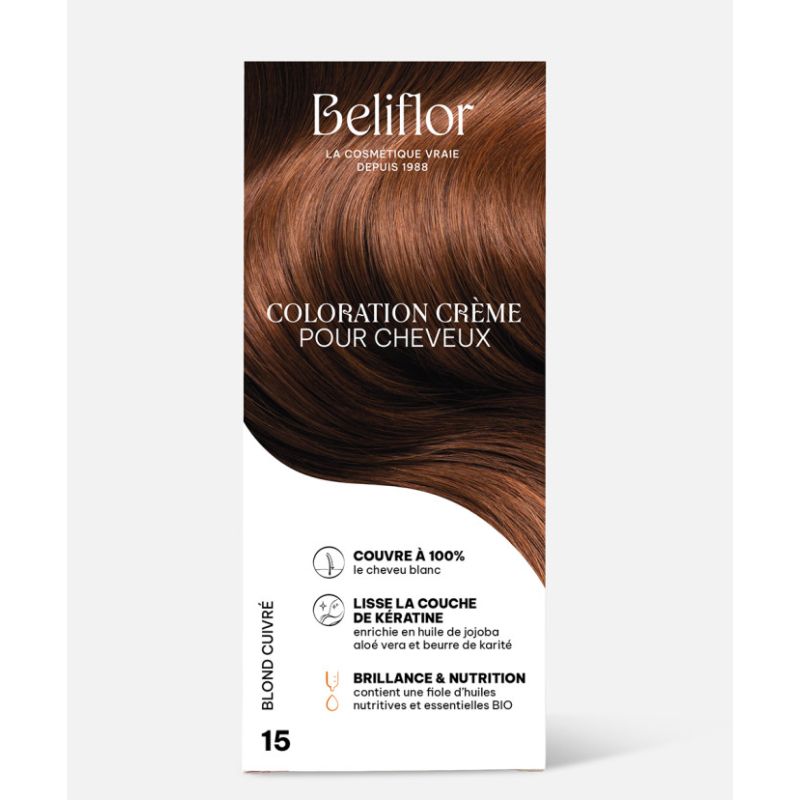 Coloration Crème n°15 Blond Cuivré BELIFLOR  dans votre magasin bio en ligne Etiketbio.eu