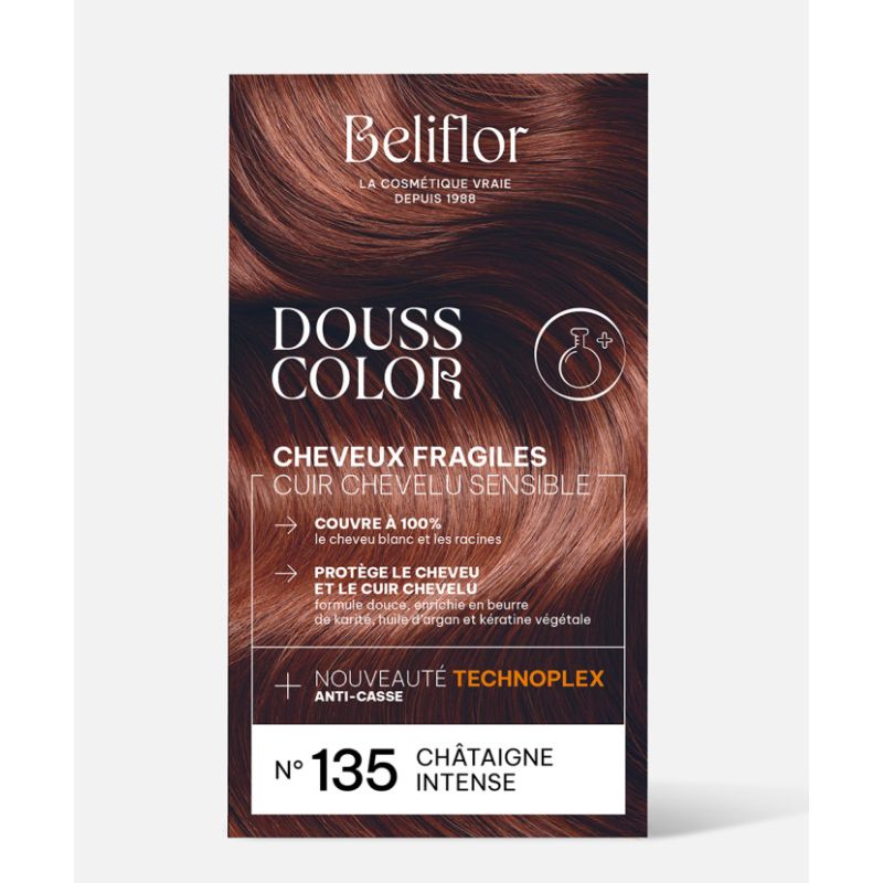 Coloration Douss Color n°135 Châtaigne Intense BELIFLOR  dans votre magasin bio en ligne Etiketbio.eu