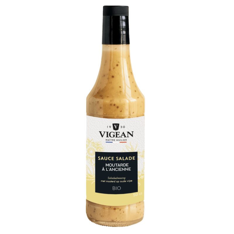 SAUCE SALADE MOUTARDE ANCIENNE 50CL VIGEAN  dans votre magasin bio en ligne Etiketbio.eu