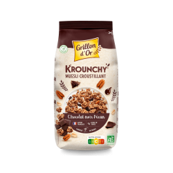 KROUNCHY CHOCOLAT NOIR PECAN 450G GRILLON D'OR  dans votre magasin bio en ligne Etiketbio.eu