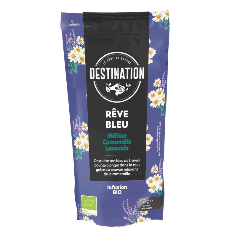 INFUSION REVE BLEU 50G DESTINATION  dans votre magasin bio en ligne Etiketbio.eu