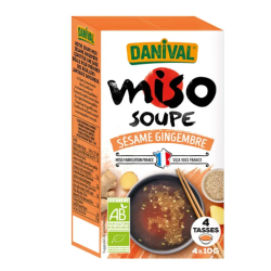 MISO SOUPE SÉSAME GINGEMBRE 4*10G DANIVAL  dans votre magasin bio en ligne Etiketbio.eu